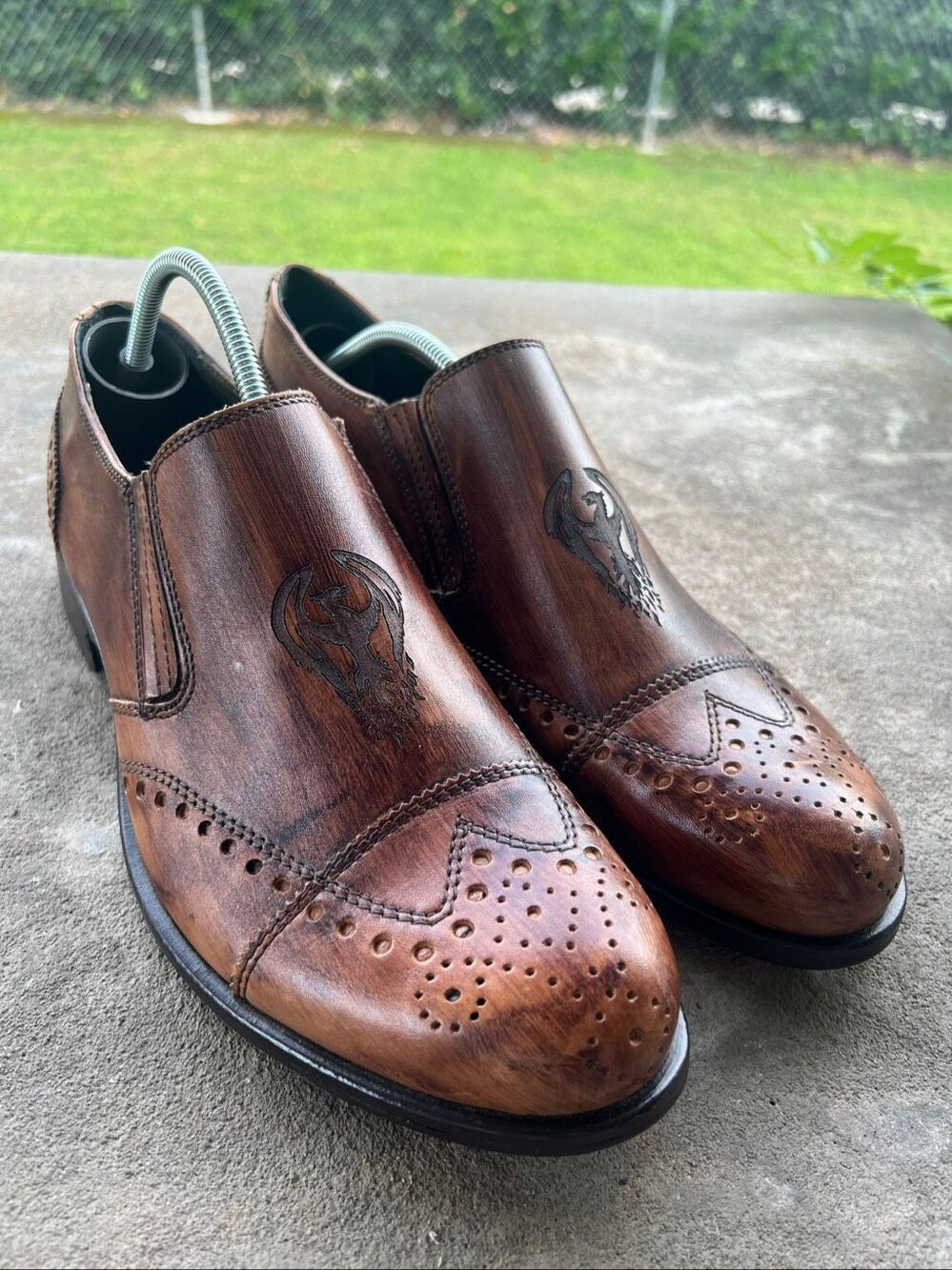 Vero Cuoio Western Italian Tooled Leather Slip on Loafers Size 42